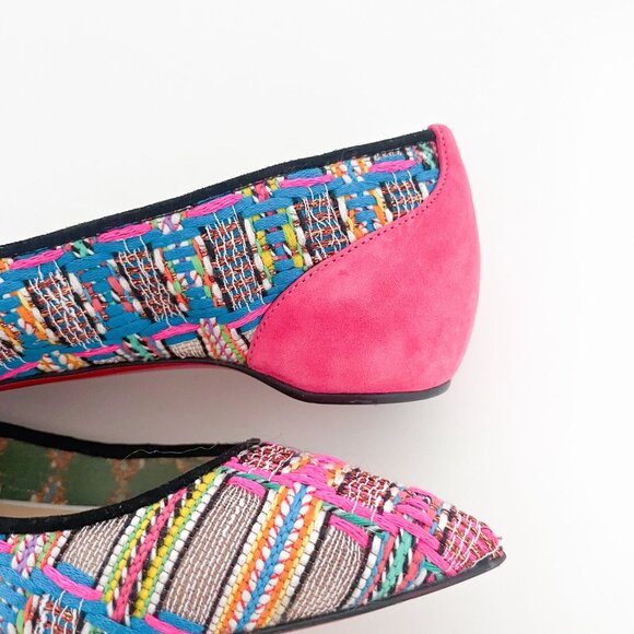 Christian Louboutin Follies Flat EU 36 US 6 Pink Tweed Mesh Tres Hippie Ballet - Picture 13 of 13
